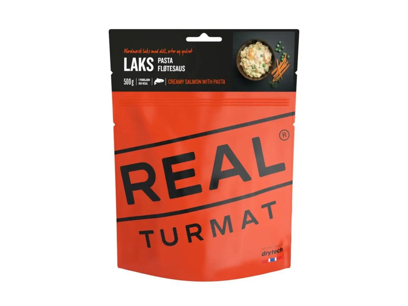 Real Turmat dehydriertes Mahlzeit Lachs mit Teigwaren in Sahnesoße