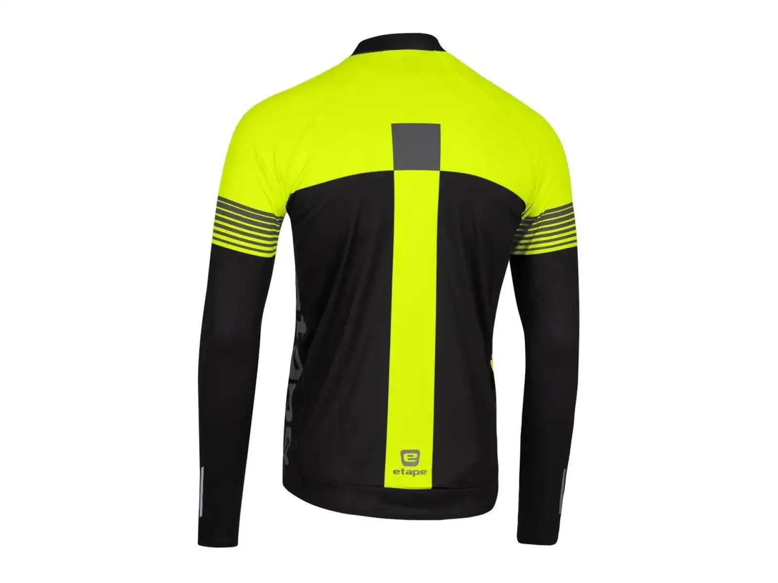 Langarmtrikot für Herren, schwarz/gelb fluo, Etape Comfort.