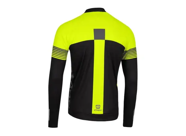 Langarmtrikot für Herren, schwarz/gelb fluo, Etape Comfort.