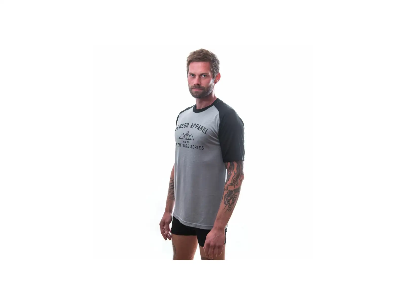 Sensor Merino Active Pt Adventure Herren T-Shirt Kurzarm Grau/Schwarz