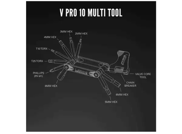 Lezyne V Pro Multitool mit 10 Funktionen in Schwarz