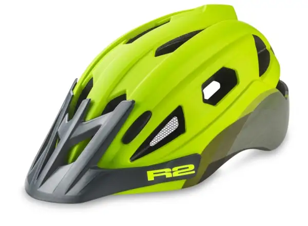 R2 Wheelie Kinder-Fahrradhelm neon gelb/grau/schwarz