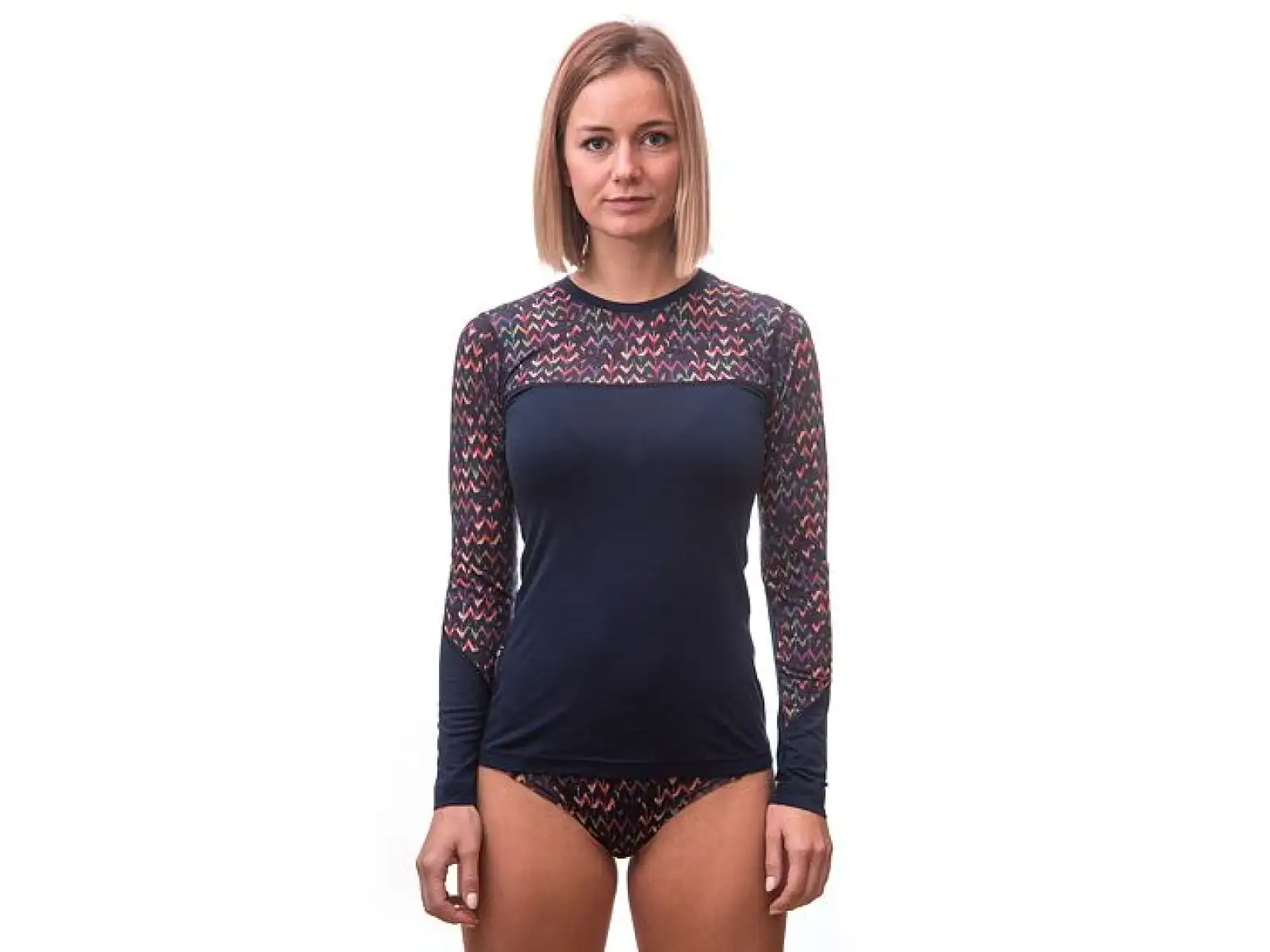 Sensor Merino Impress Damen T-Shirt Langarm Deep Blue/Origami