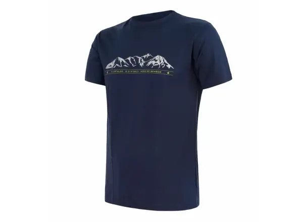 Sensor Merino Active PT Mountains Herren T-Shirt kurzarm Deep Blue