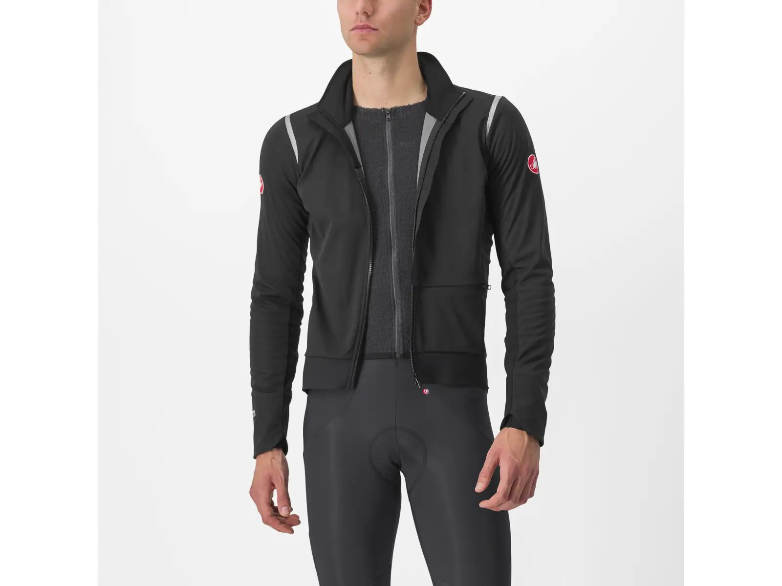 Castelli Alpha Doppio RoS Herrenjacke Light Black/Silver Reflex/Dark Gray