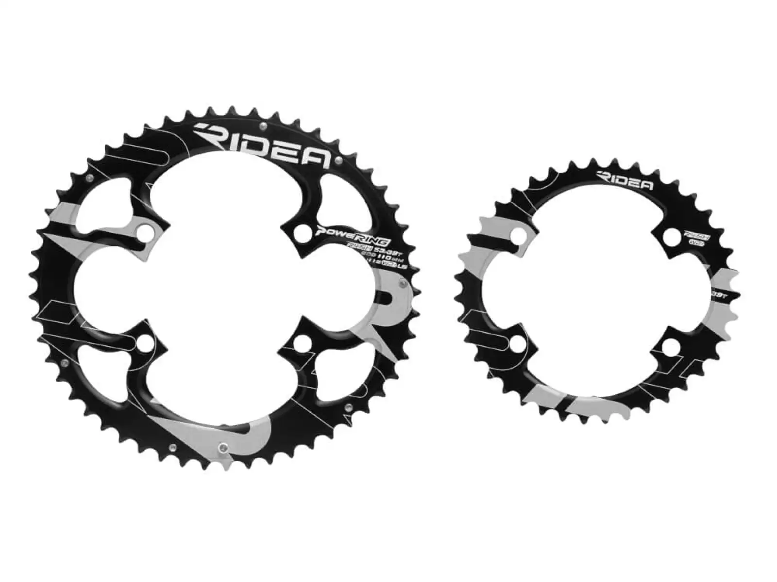 Ridea LS elliptische Straßenkettenblätter 53/39 Zähne schwarz/weiß