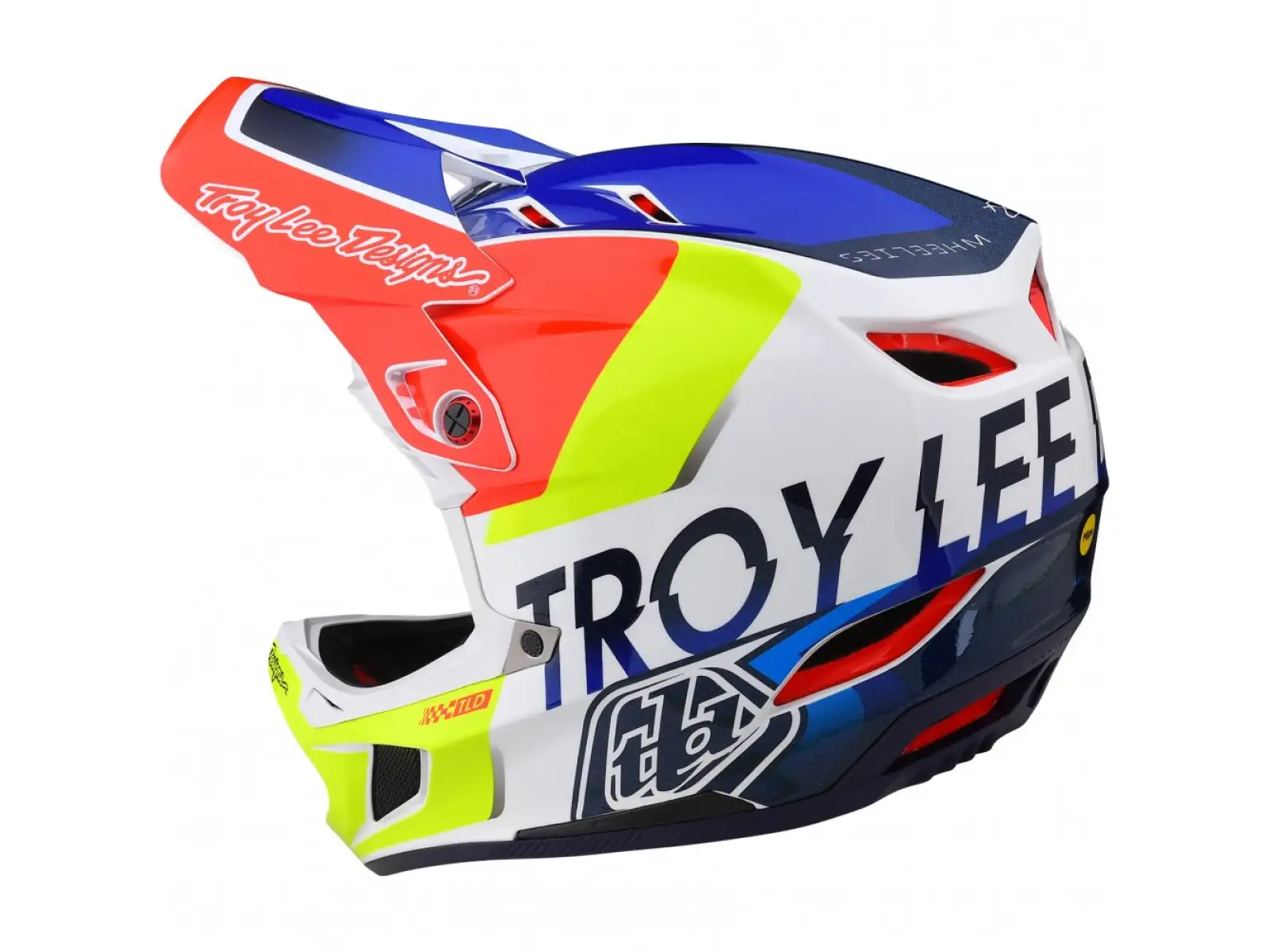 Troy Lee Designs D4 Composite Mips Qualifier Helm White/Blue