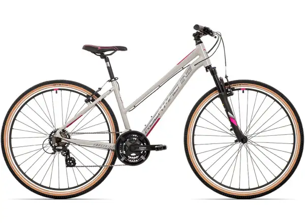 Rock Machine CrossRide 100 Lady glänzendes Hellgrau/Dunkelgrau Trekkingrad