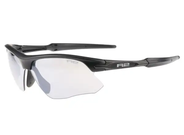 R2 Kick Brille in mattem Schwarz/Grau mit verspiegelten Gläsern.