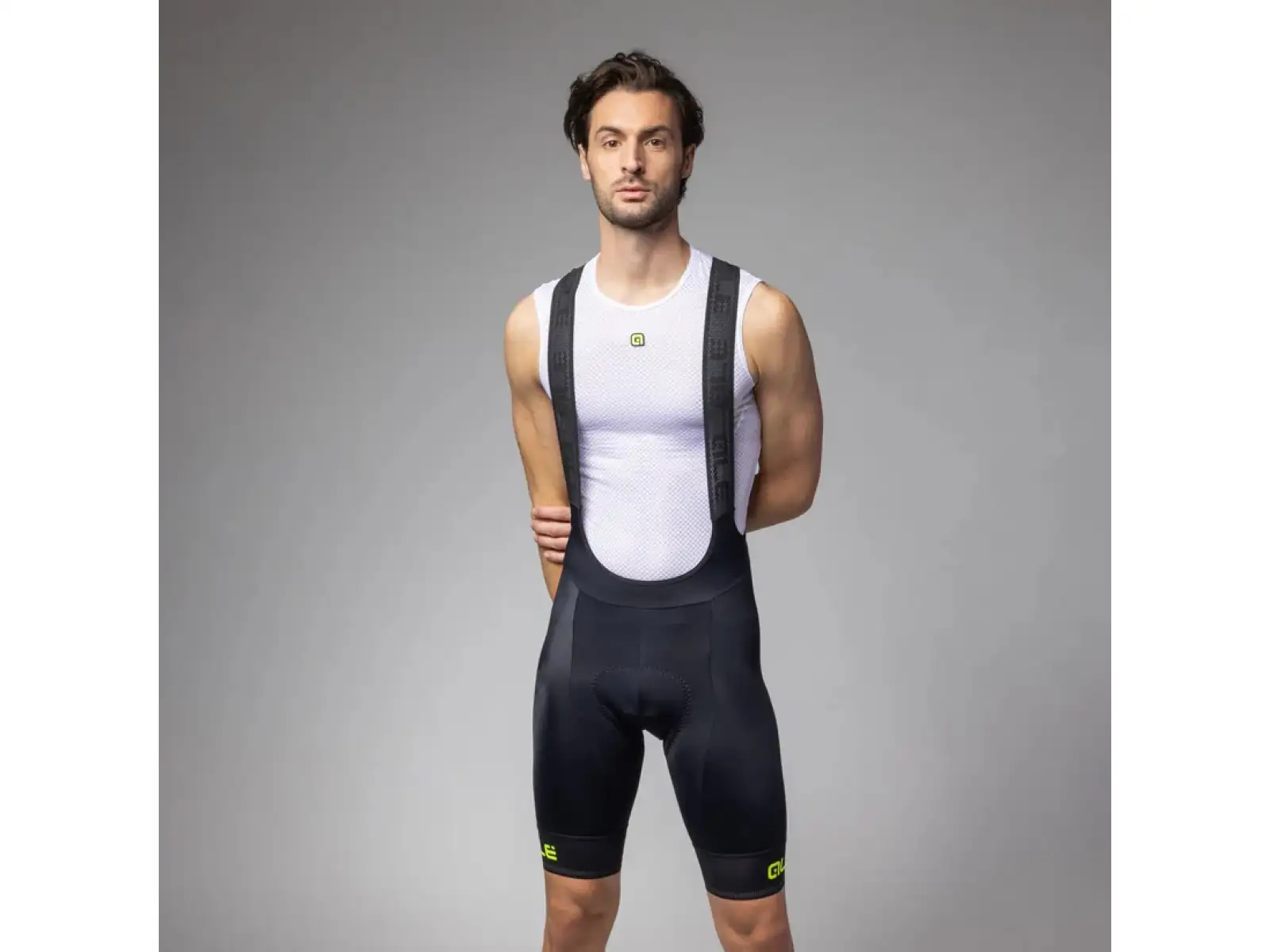 Alé Pragma Corsa 2.0 Herren Shorts mit Einsatz und Träger Black/Fluo Yellow