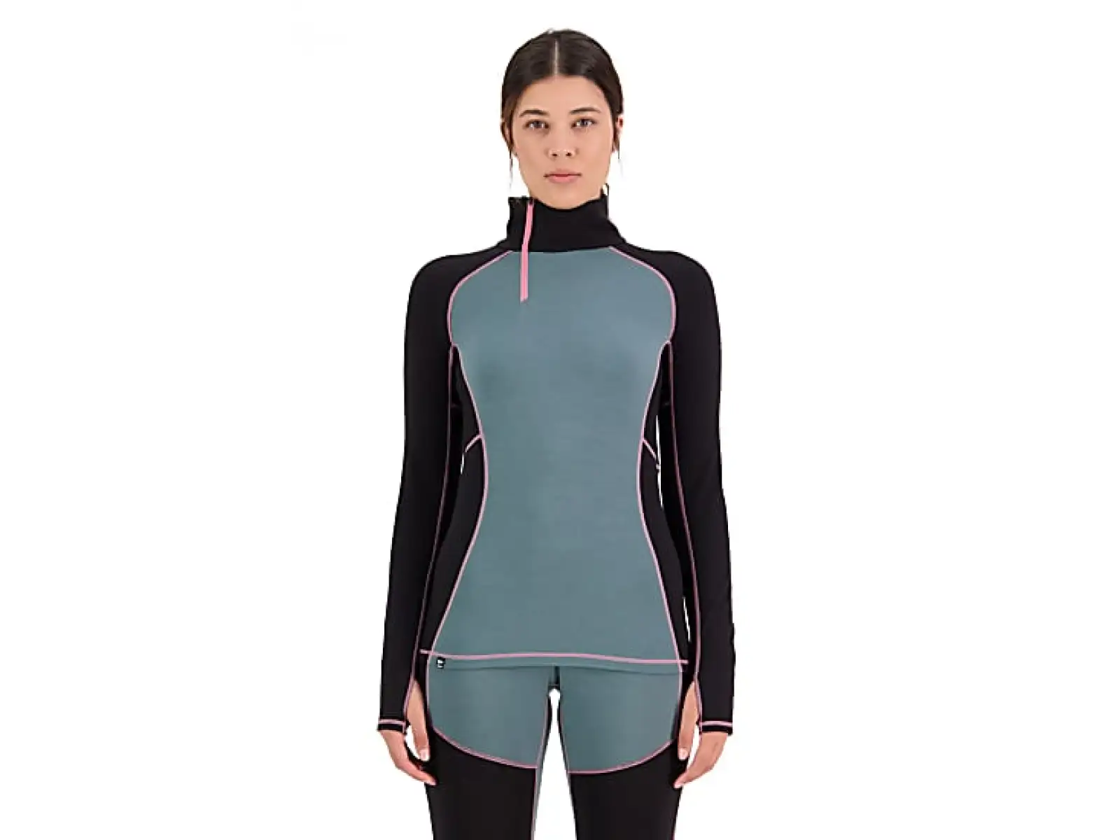 Mons Royale Olympus Half Zip WMNS Damen Langarmshirt burnt sage/schwarz
