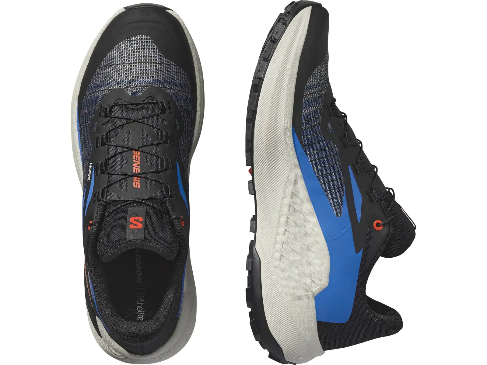 Salomon Genesis Herren Laufschuhe Black/French Blue/Cherry Tomato