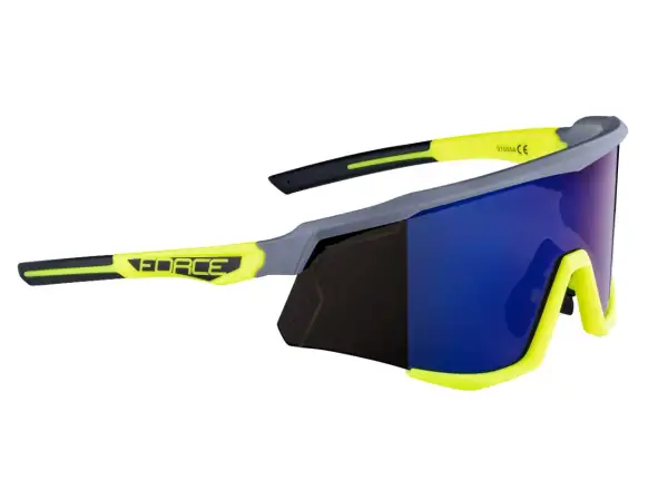 Force Sonic Fahrradbrille grau/fluo, blau-lila verspiegelte Gläser