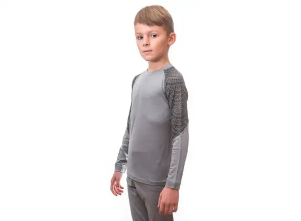 Sensor Merino Impress Set Kinder Langarmshirt + Hose grau/Maori