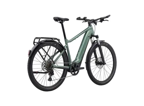 Giant Explore E+ 1 DD Trekking E-Bike im nebeligen Wald.