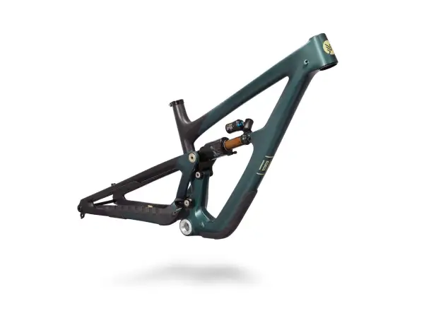 Ibis HD6 Rahmen mit Fox X2 Factory Series Dämpfer in grün.