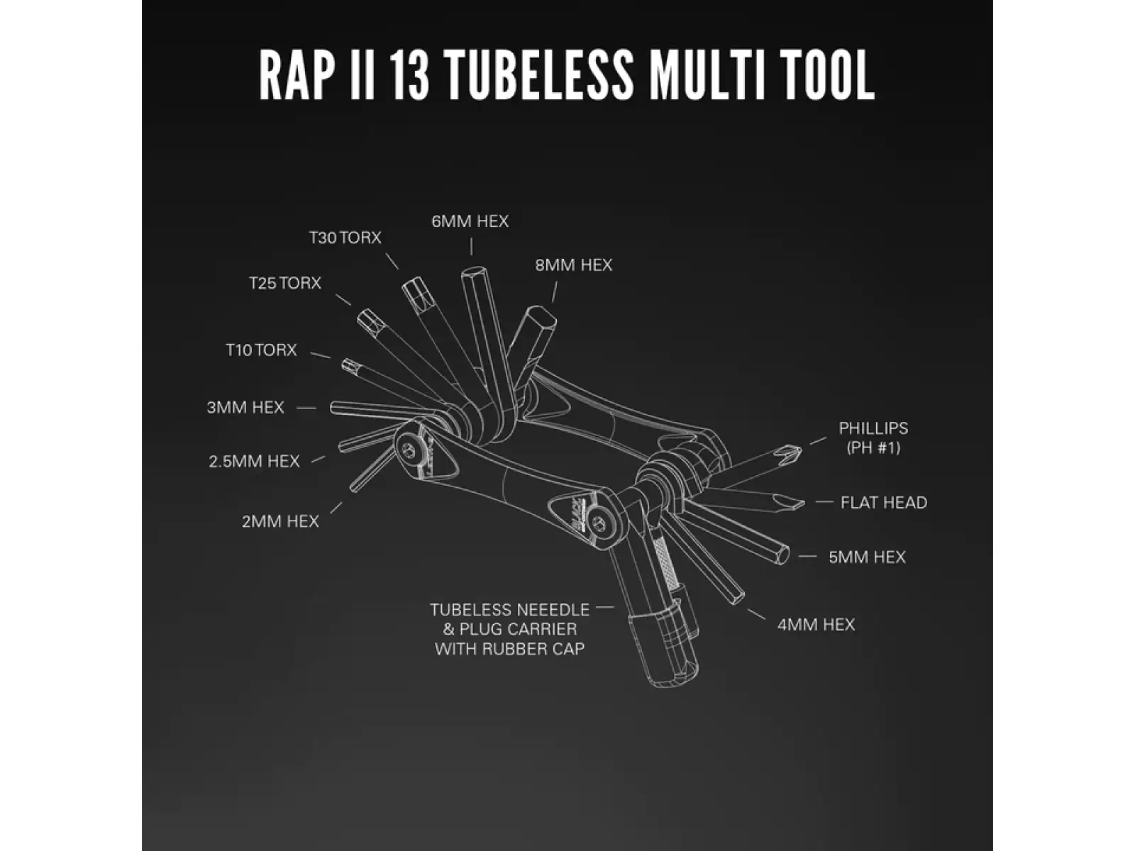 Lezyne Rap II-13 Tubeless Multitool schwarz
