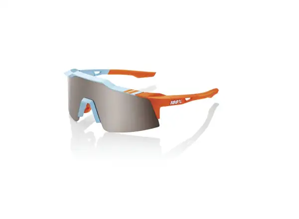 100% SPEEDCRAFT SL Brille mit verspiegelten Gläsern in Blau/Orange/Silber.