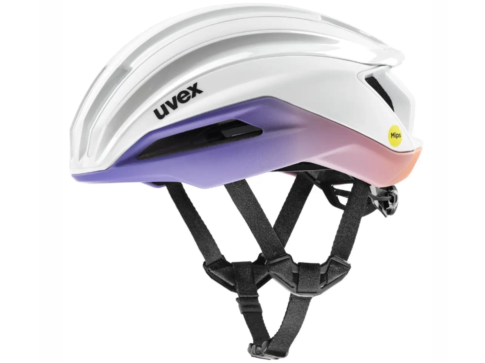 Uvex Surge Aero MIPS Rennradhelm White/Lila Apricot Matt