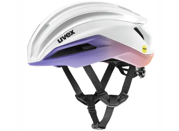 Uvex Surge Aero MIPS Rennradhelm White/Lila Apricot Matt