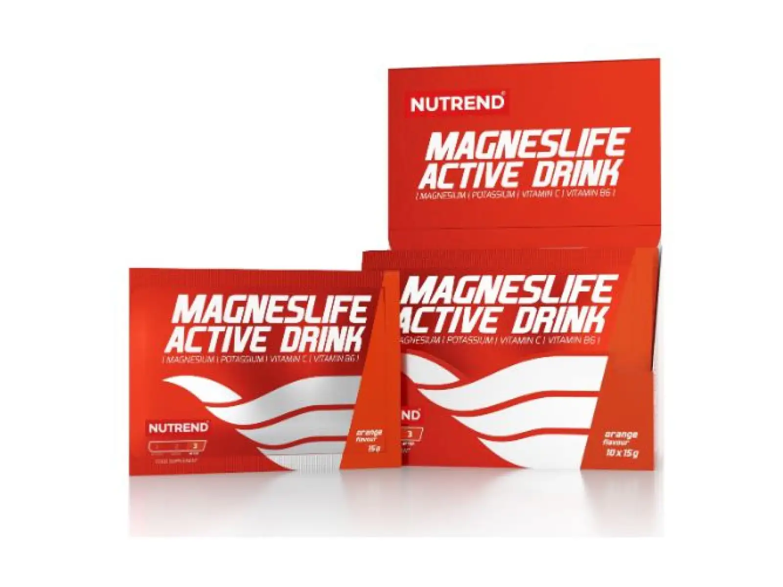 Nutrend Magneslife Active Drink Packung mit 10 Stück à 15 g Orangengeschmack.
