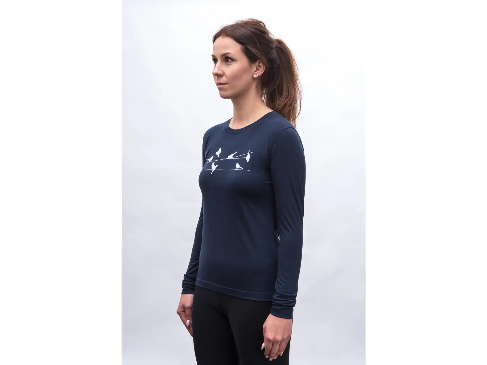 Sensor Merino Active Songbirds Damen Langarmshirt Deep Blue