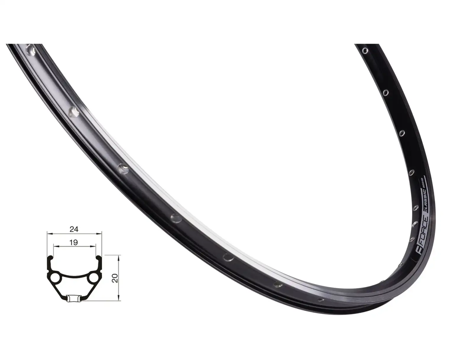 Force Classic 19-622 32 Löcher Felge schwarz