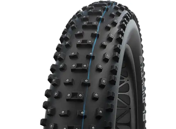 Schwalbe Al Mighty Super Ground TLE E-25 26x4,80" Fatbike-Reifen mit Kevlar-Stollen in Schwarz.