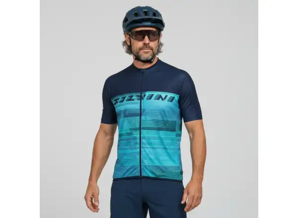 Silvini Turano Herren-Trikot Kurzarm Navy Ocean