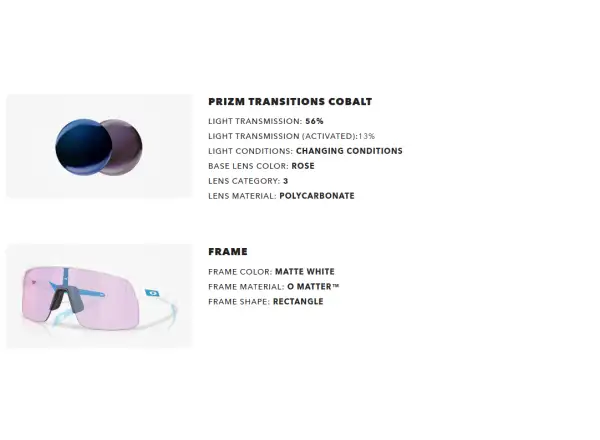 Oakley Sutro Lite fotochrome Brille Matte White/Prizm Transitions Cobalt