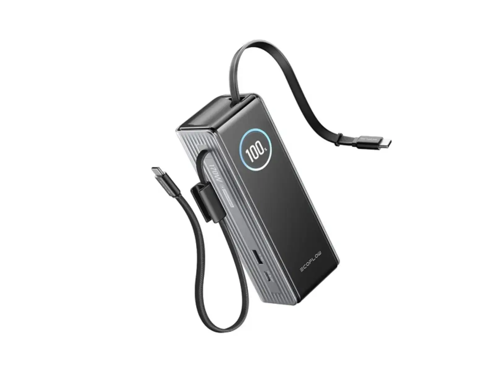EcoFlow Rapid Powerbank (25000mAh,170W) 2x100W eingebautes USB-C Kabel - Silber