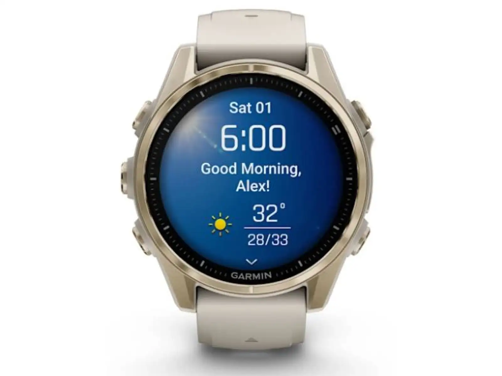 Garmin fenix 8 - 43 mm AMOLED Saphir Smartwatch Soft Gold Fog grey.