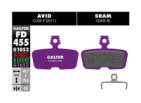 Galfer FD455 E-Bike G1652 Bremsbeläge für Avid/Sram.