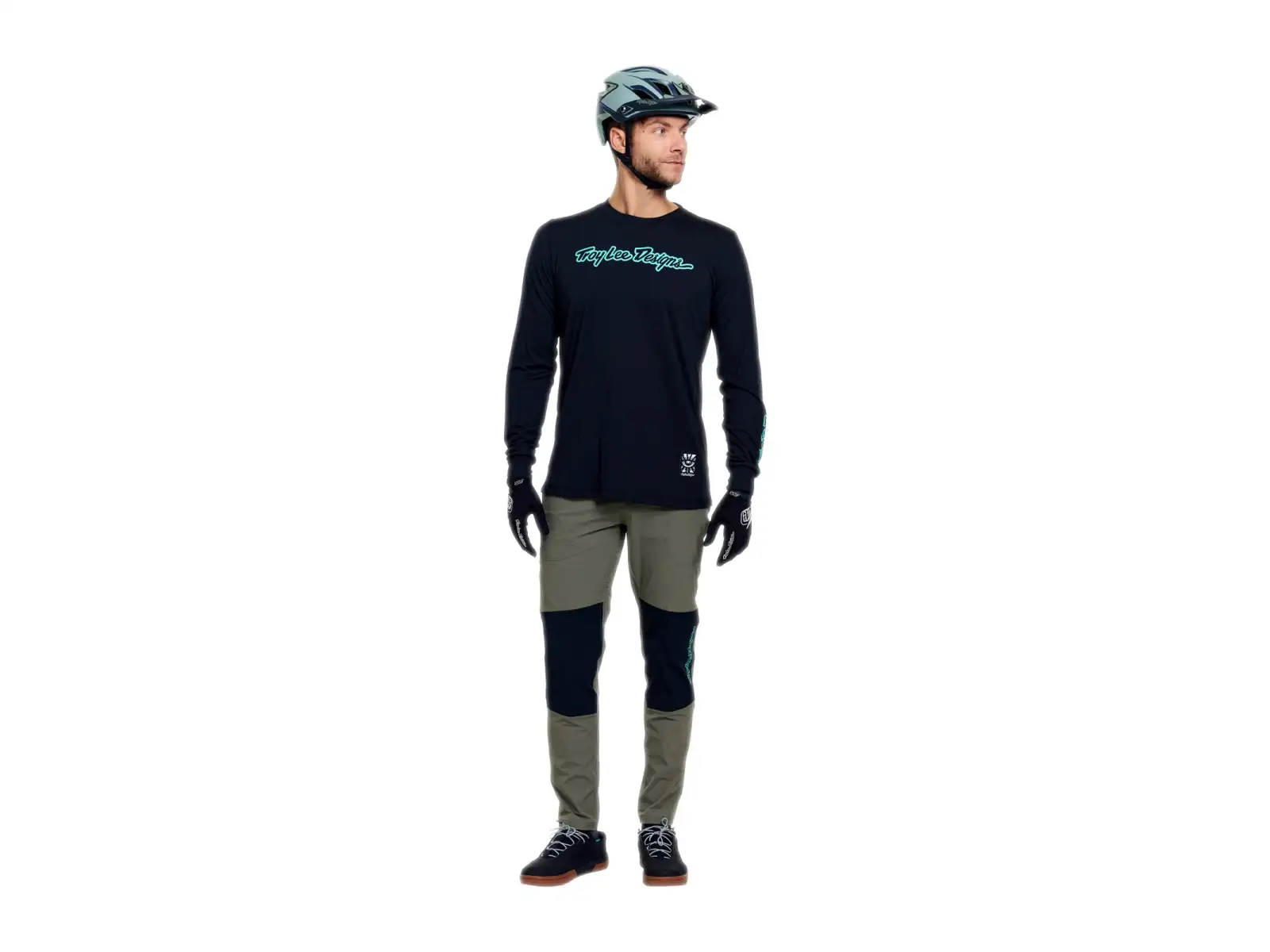 Troy Lee Designs Skyline Ride Herren-Trikot mit langen Ärmeln Signature Black/Real Teal