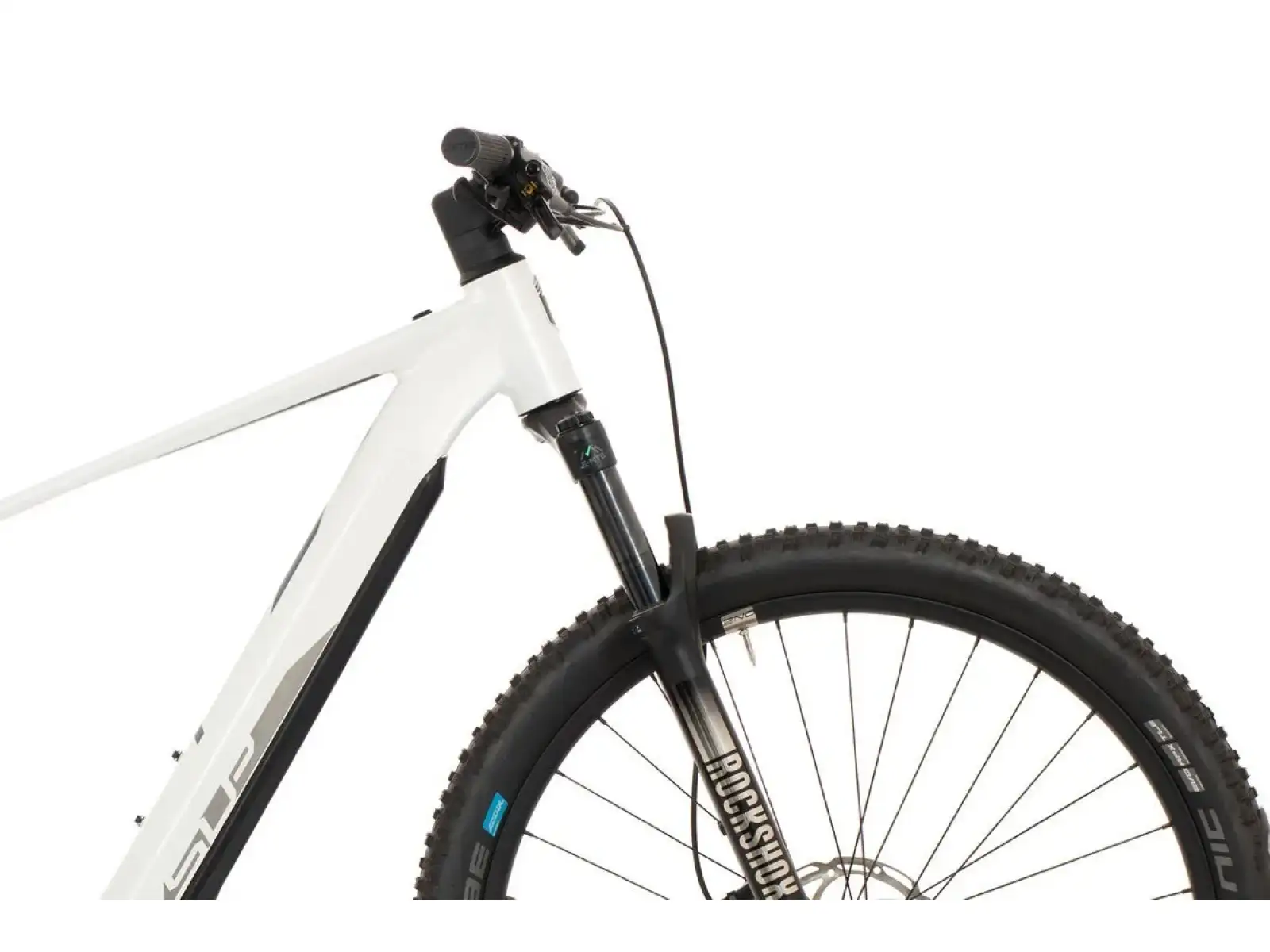 Superior eXP 9019 Elektro-Mountainbike in Glossy White/Chrome Silver.