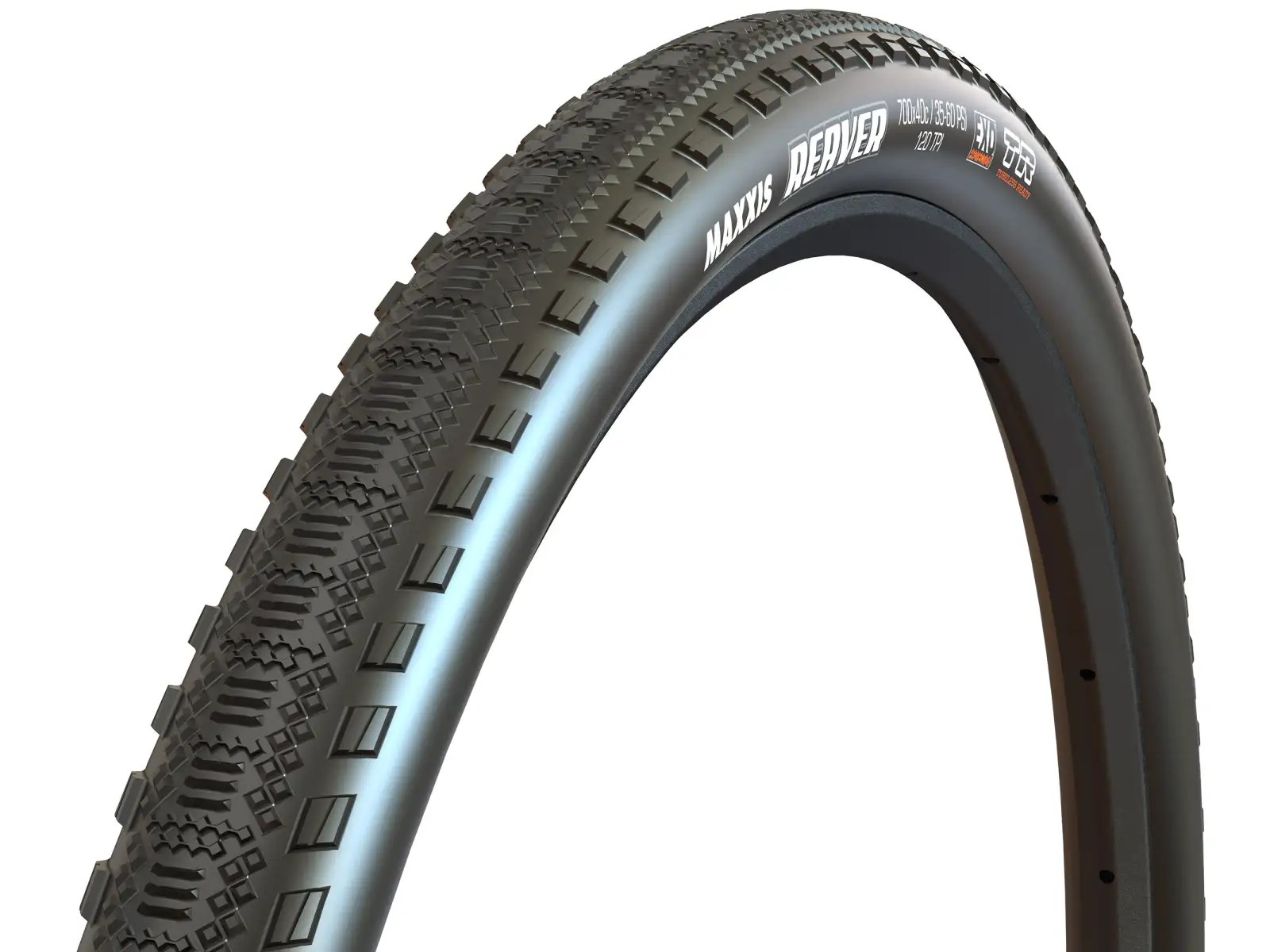 Maxxis Reaver 700x45C EXO TR Schotterreifen mit Kevlar in Schwarz.