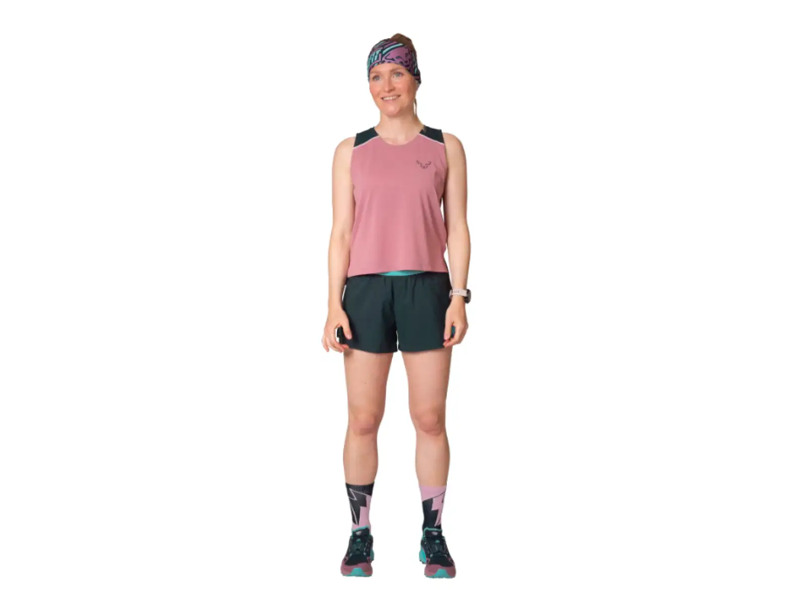 Dynafit Sky Crop Top Damen ärmelloses T-Shirt Mokarosa