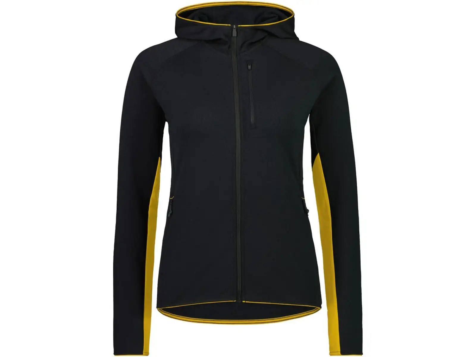 Mons Royale Approach Merino Shift Fleece Hood Damen-Sweatshirt mit langen Ärmeln, schwarz.