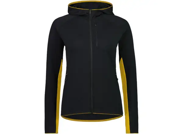 Mons Royale Approach Merino Shift Fleece Hood Damen-Sweatshirt mit langen Ärmeln, schwarz.