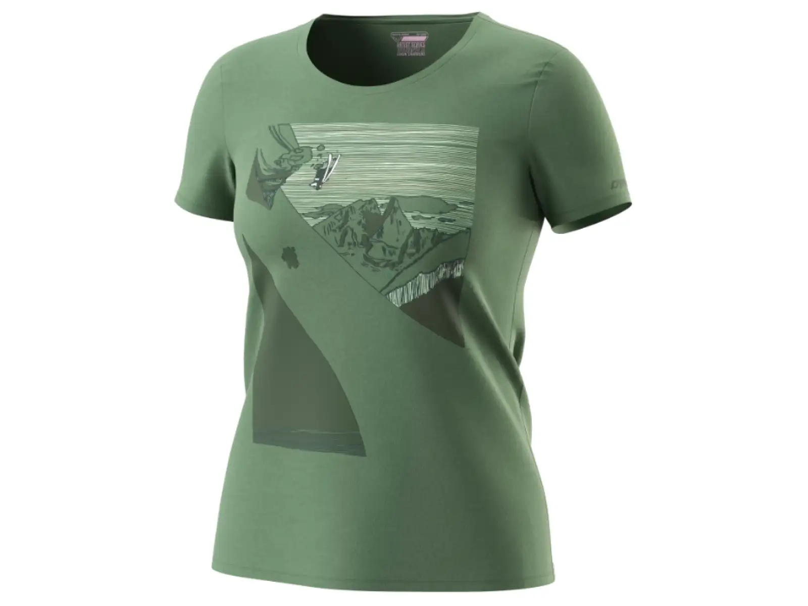 Dynafit X Simon Charriere Damen T-Shirt mit kurzen Ärmeln in Sage/Chamonix.
