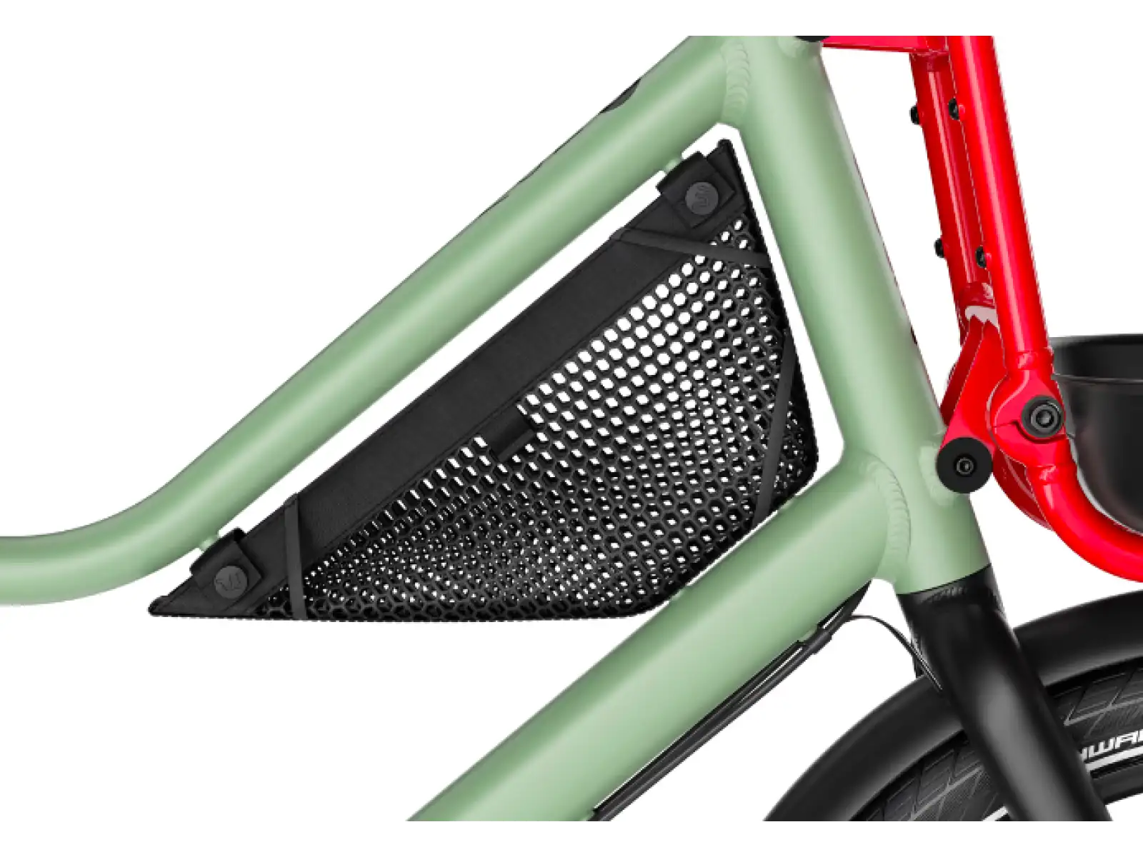 Woom 4 JETZT Kinderfahrrad 16" Moosgrün/Formula Rot