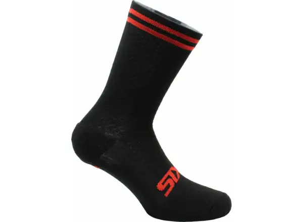 SIXS Merinos Socken schwarz/rot
