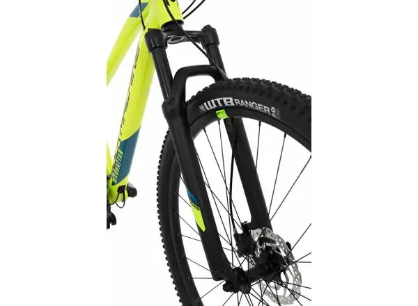 Rock Machine Manhattan 40-29 Mountainbike in Gloss Radioactive Gelb/Schwarz/Petrol Blau.