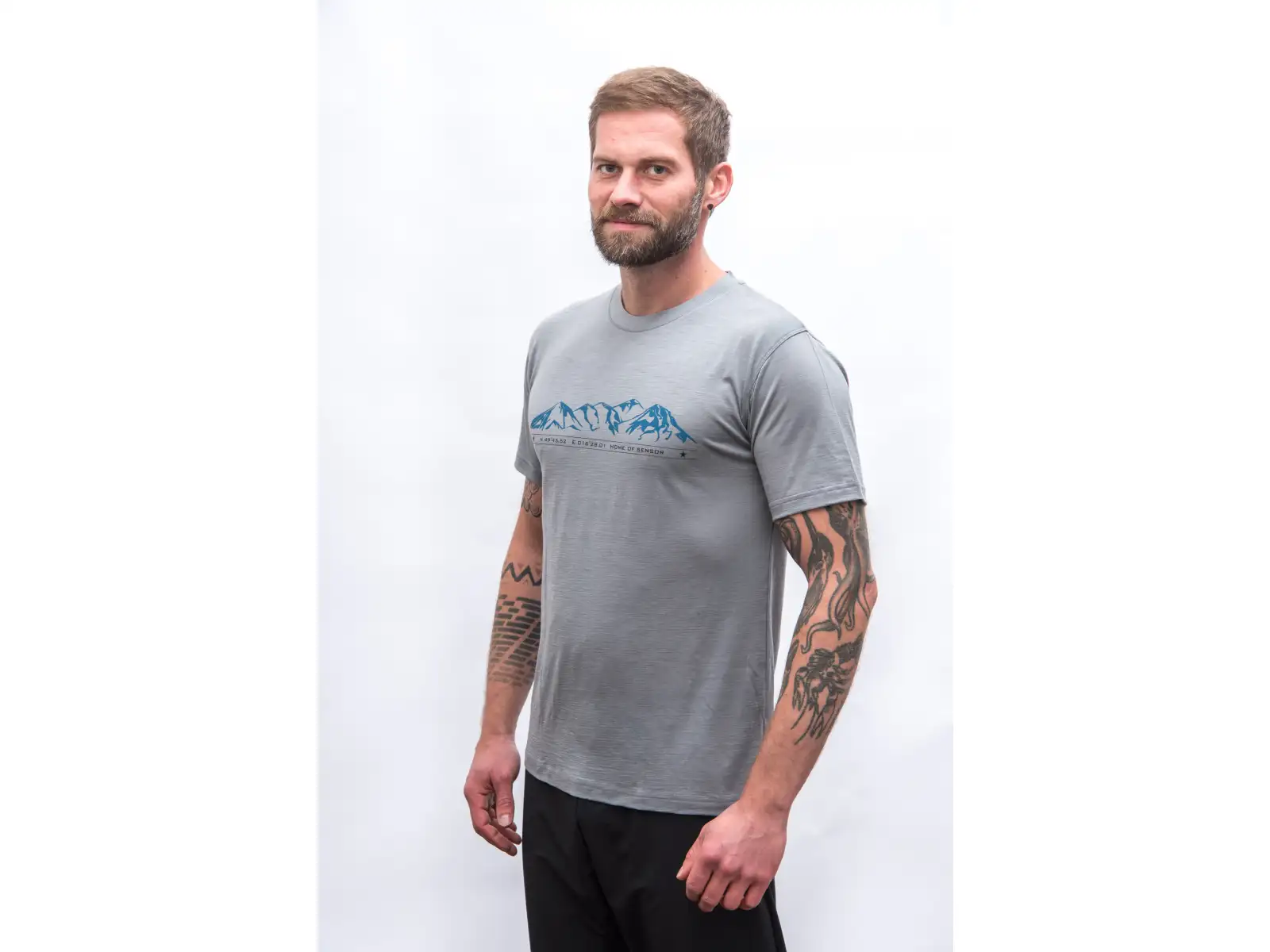Sensor Merino Active Mountains Herren T-Shirt Kurzarm grau