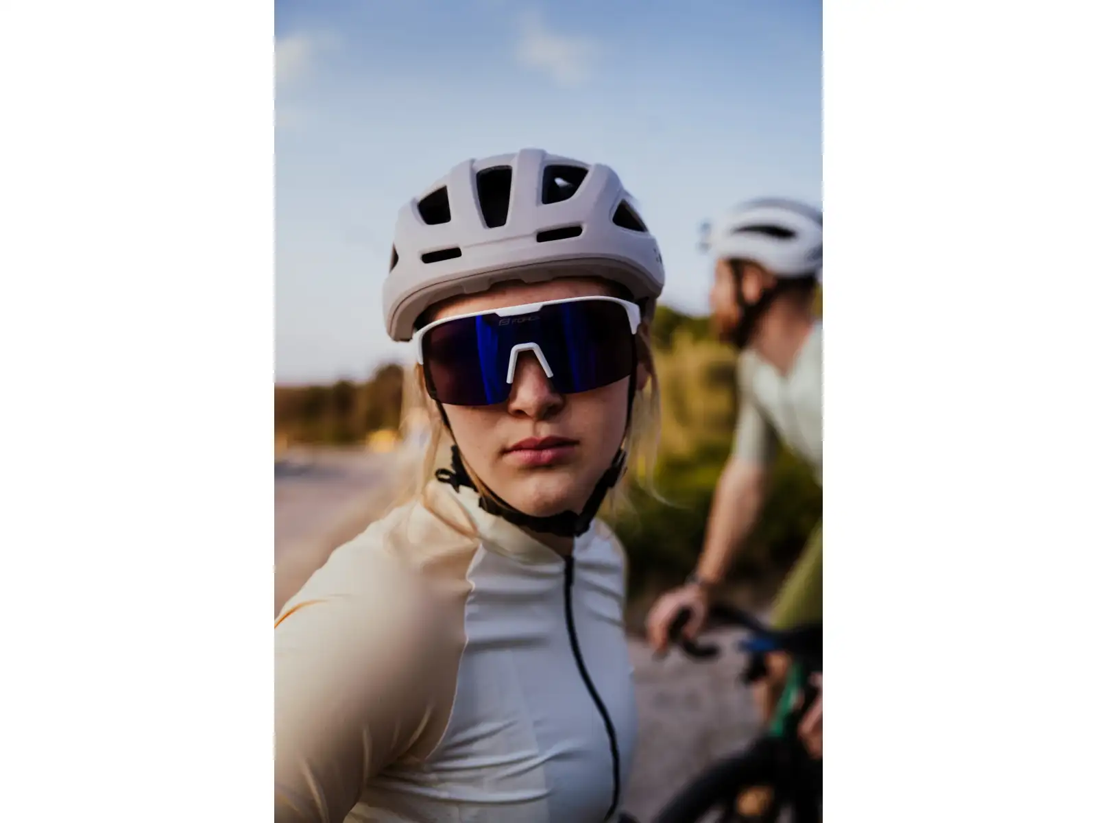 Force Spire Fahrradbrille weiß/lila Spiegelglas