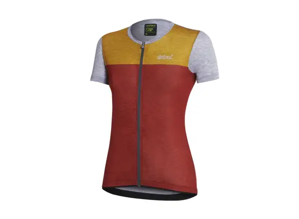 Dotout Glory Damen Kurzarmtrikot dunkelrot/meliert hellgrau