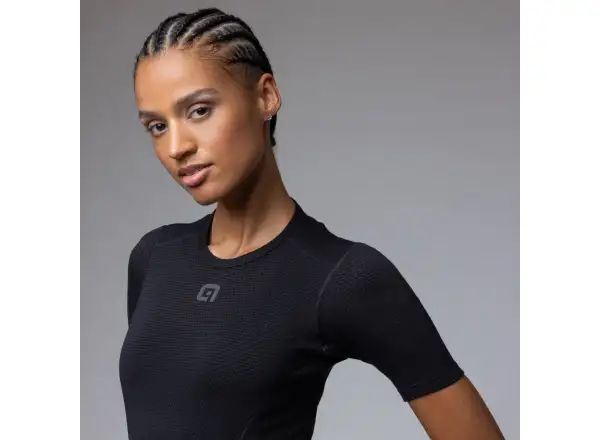 Alé Intimo Merino Damen Unterhemd Kurzarm Black