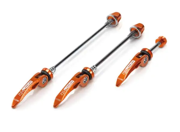 XLC QR-L05 Colour-Edition Schnellspanner-Set in Orange.