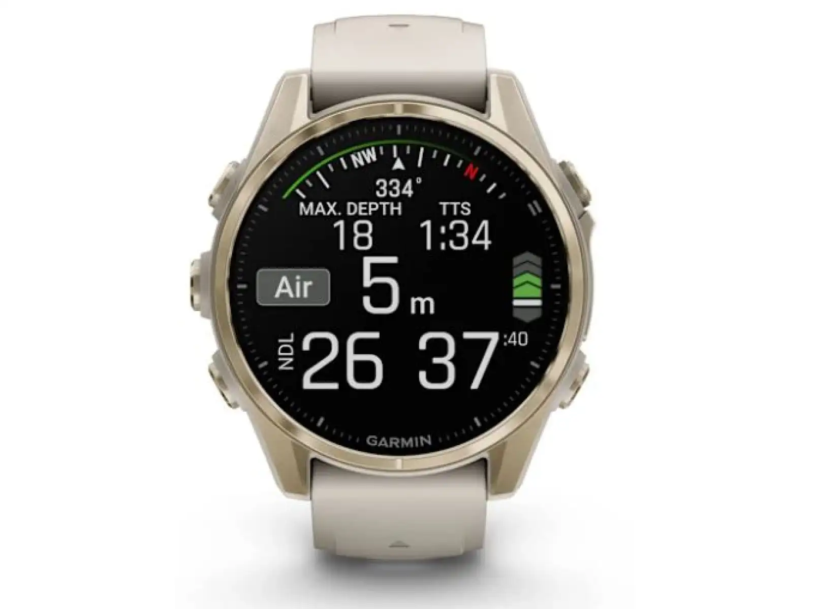 Garmin fenix 8 - 43 mm AMOLED Saphir Smartwatch Soft Gold Fog grey.