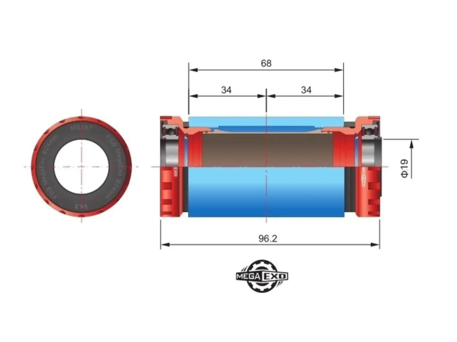 FSA MegaExo BB-1000 Lager für MTB mit 19 mm Achse.